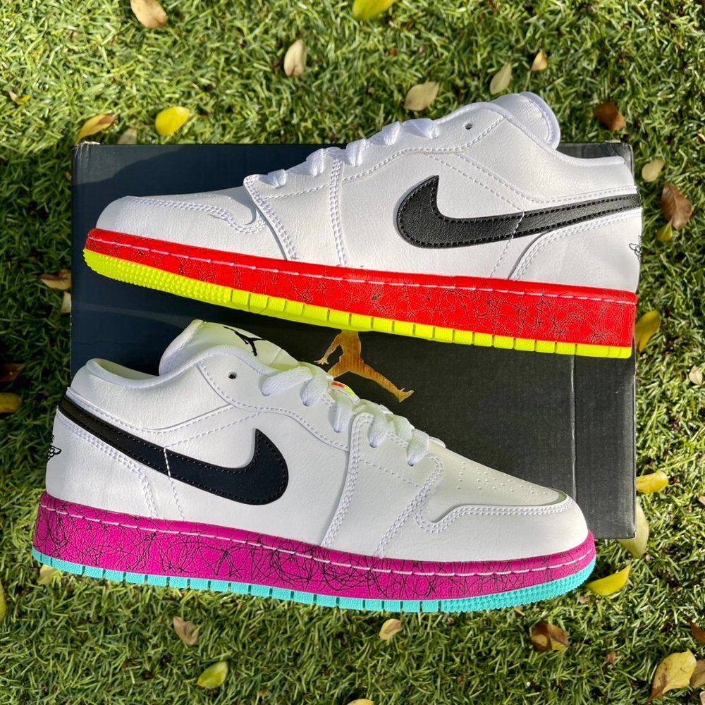 Nike air Jordan 1 low white multicolor shoes - Picture 1 of 4